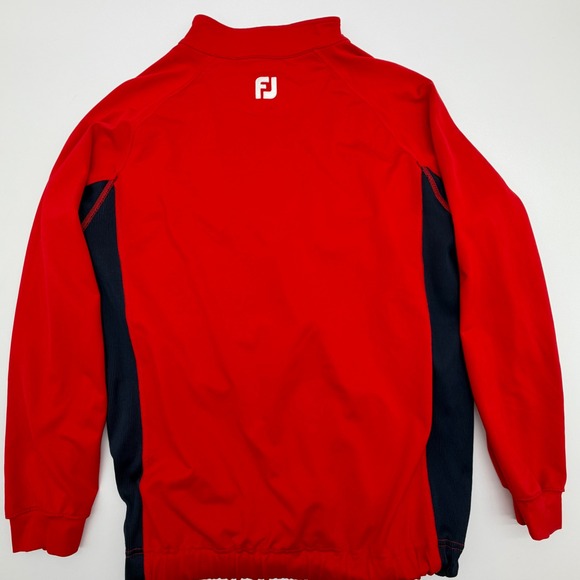 FootJoy Mens Quarter Zip Golf Pullover Red Navy Blue Performance Size M - Picture 5 of 10